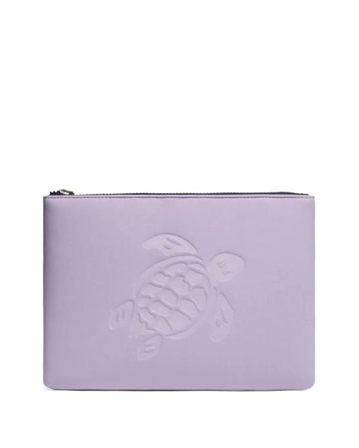 Vilebrequin Purple Turtle Embossed Clutch