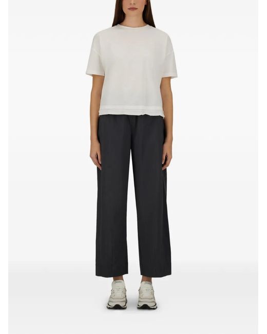 Herno Blue Wool Polyamide Polyester Elasticated-Waist Cropped Trousers