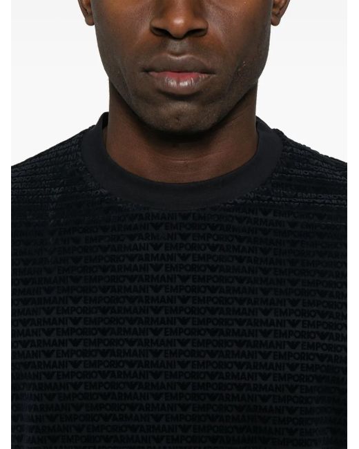 メンズ Emporio Armani フロックロゴ Tシャツ Black
