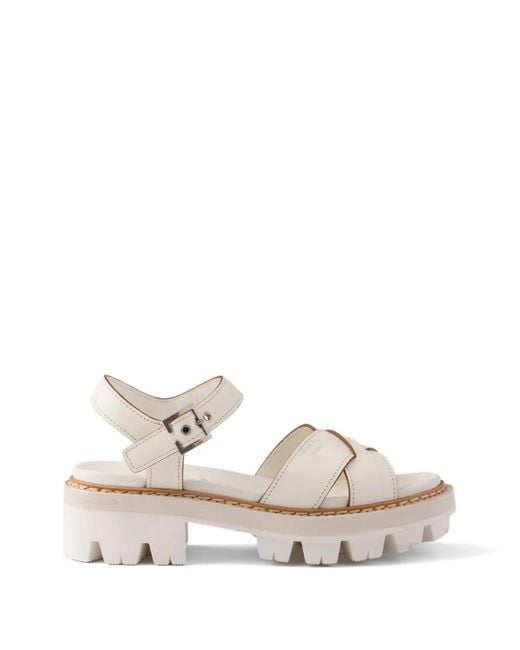 Prada White Leather Sandals