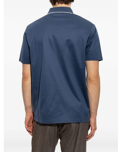 Paul & Shark Blue Logo-Embroidered Polo Shirt for men