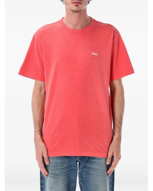 Obey Red Logo-Print T-Shirt for men