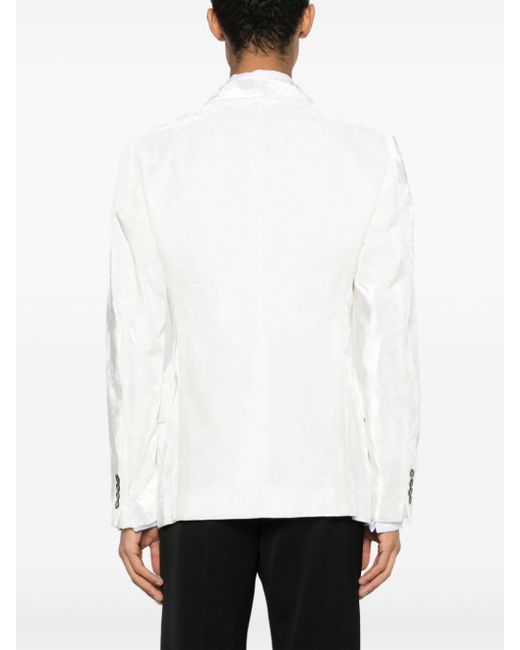 メンズ Emporio Armani ベルベット シングルジャケット White