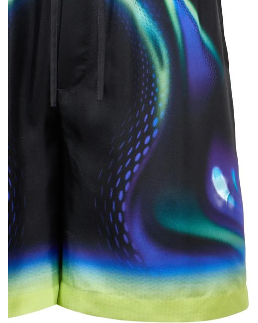 Casablanca Blue Drawstring-Waist Print Shorts for men