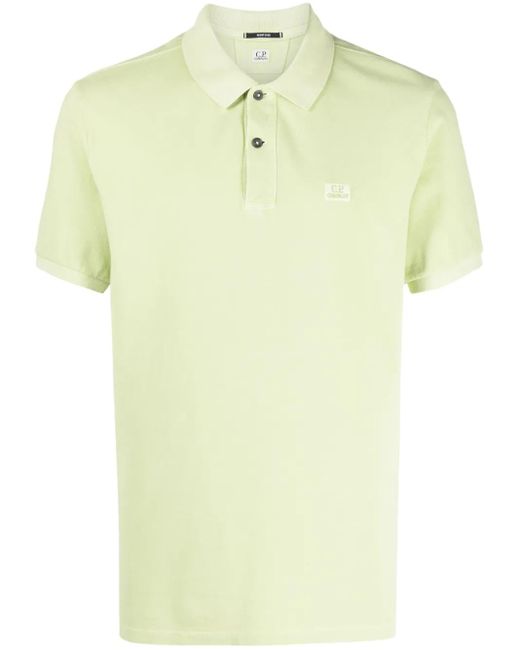 C P Company Yellow Logo-Patch Piqué Polo Shirt for men
