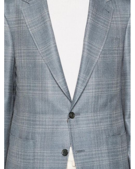 Canali Blue Checked Two-Button Blazer for men