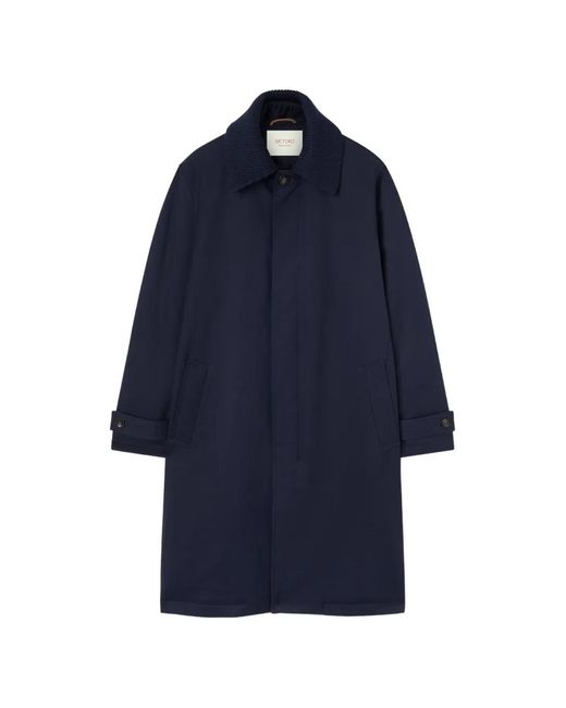 RETORI Blue Detachable-Collar Wool-Gabardine Coat for men