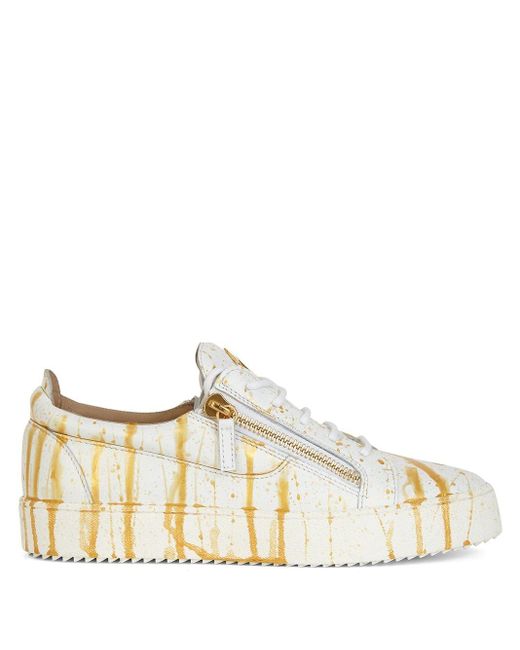 Giuseppe Zanotti Leer Frankie Sneakers Met Verfspetters in het Wit voor  heren - Lyst