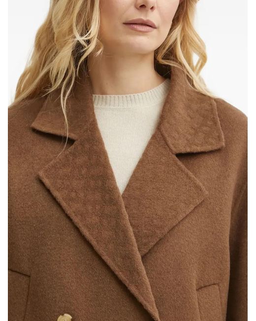 Boss Brown Double-Breasted Wool-Blend Jacket
