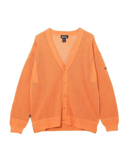 Manastash Orange Hemp Mesh Cardigan for men