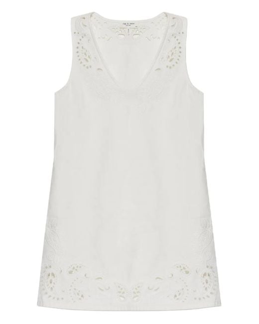 Rag & Bone White Embroidered Mini Dress