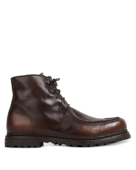 Officine Creative Brown Round-Toe Leather Boots for men