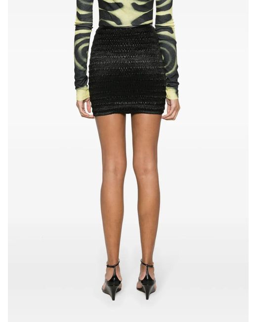 Nanushka Black Ceara Smocked Mini Skirt