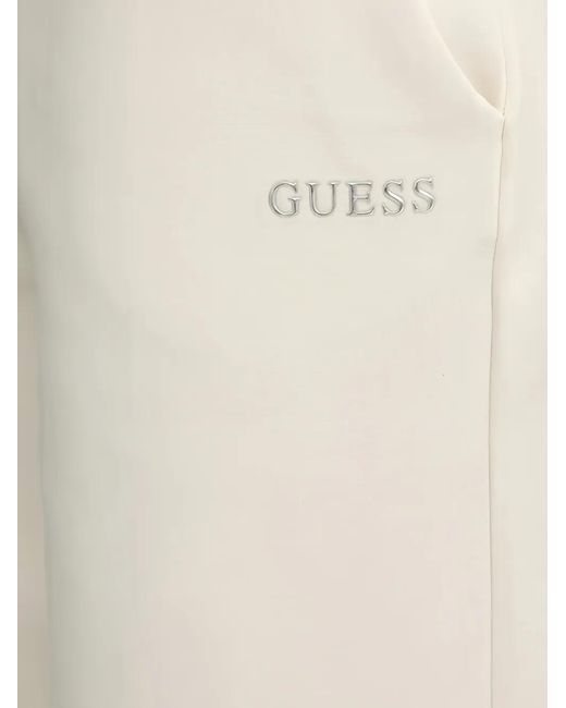 Guess White Logo-Plaque Track Pants