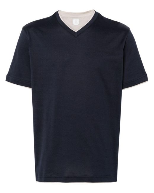 T-shirt en coton à col v Eleventy pour homme en coloris Blue