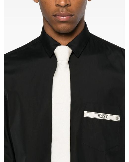 Moschino Black Couture Logo-Detail Pocket Shirt for men