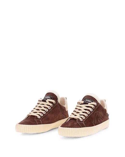 Springa Brown Wavy Suede Logo-Patch Sneakers for men