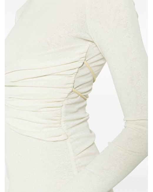 Vestido corto drapeado con manga larga Nanushka de color White