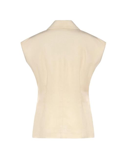 Pinko Gray Sleeveless Rustic-Effect Jacket