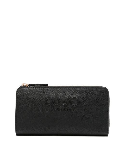 Liu Jo Black Logo-Detail Zipped Wallet
