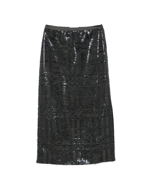 Peserico Black Sequin-Embellished Midi Skirt