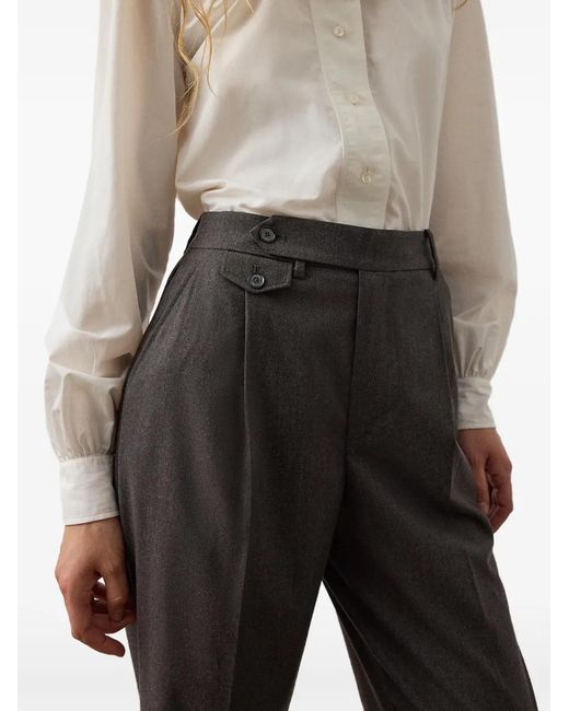 Polo Ralph Lauren Gray Pleated Straight-Leg Trousers