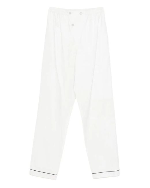 Prada White Button-Fastening Cupro Trousers