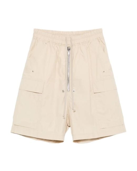 Rick Owens Natural Cargo Zip Shorts for men