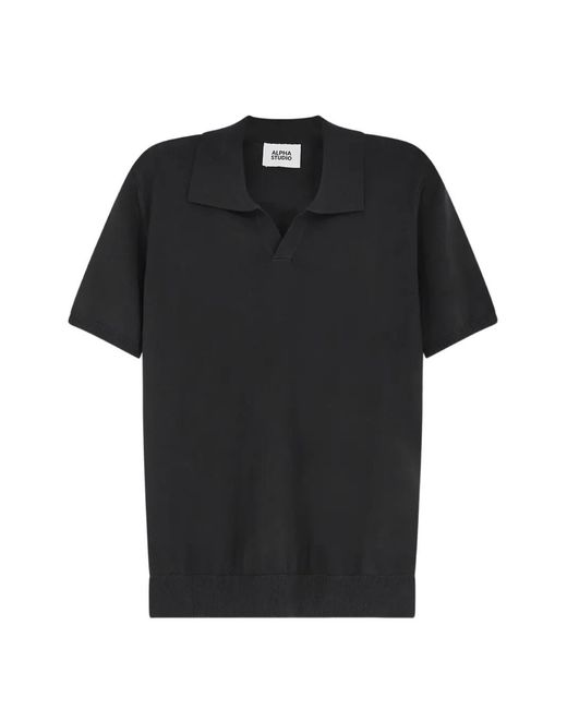 Alpha Studio Black Short-Sleeved T-Shirt for men