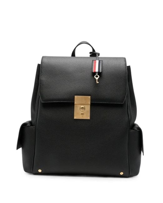 Thom Browne Black Bolton Pebbled-Leather Push-Lock Backpack for men