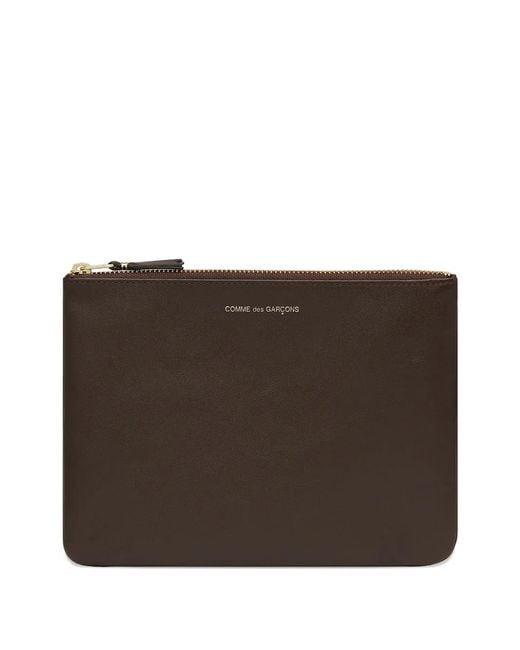 Comme des Garçons Brown Zip Logo Wallet