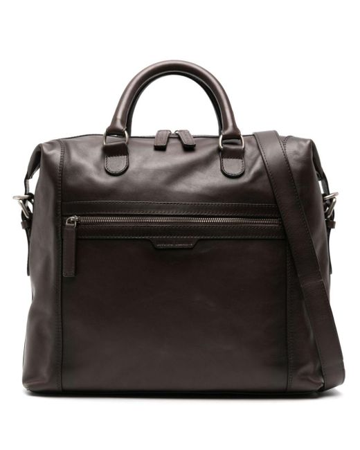 Officine Creative Black Faded-effect Leather Tote Bag for men