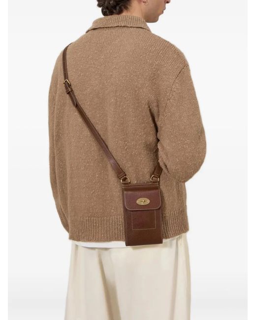 Mulberry Brown Leather-Trimmed Messenger Bag for men