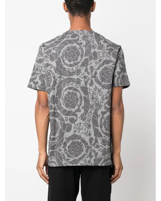 Versace Gray Barocco Silhouette T-Shirt for men