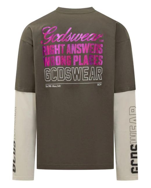 Gcds Gray Layered Long-Sleeve T-Shirt for men