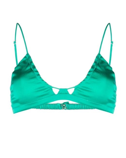 Forte_forte Green Triangle-Cup Satin Bra