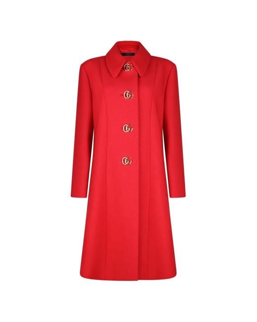 Gucci Red Double G Mantel Mit Knöpfen