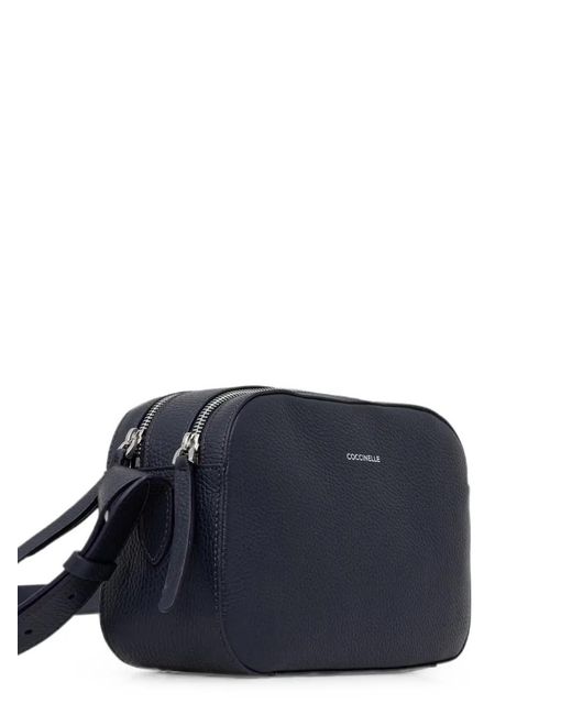 Coccinelle Blue Grained-Leather Shoulder Bag