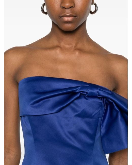 ROTATE BIRGER CHRISTENSEN Blue Bow Detail Strapless Mini Dress