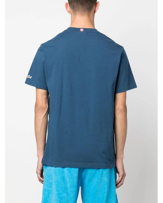 Mc2 Saint Barth Blue Logo-Print Cotton T-Shirt for men