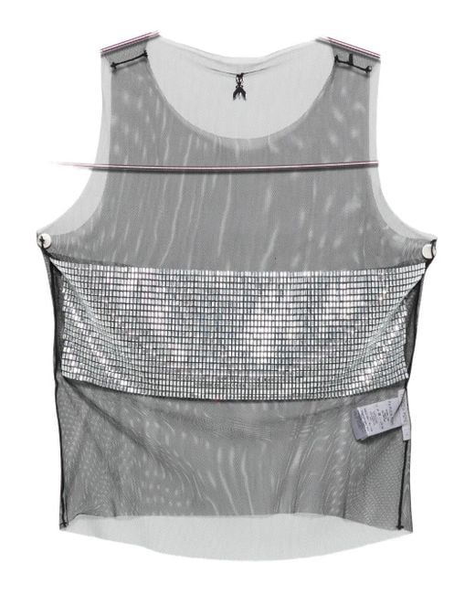 Patrizia Pepe Rhinestone-embellished Tank Top Gray