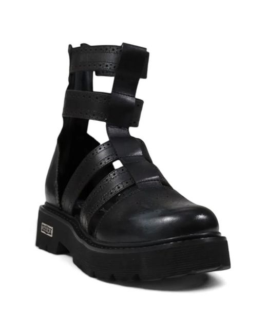 Cult Black Brogue-Detail Platform Sandals
