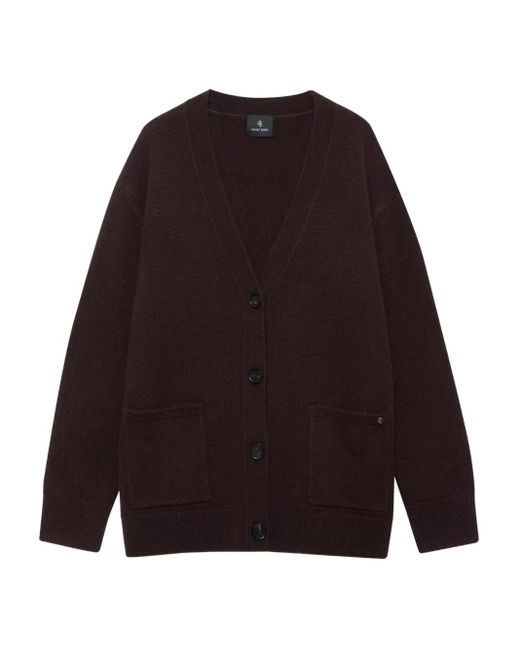 Anine Bing Brown Buttoned Pocket Cardigan