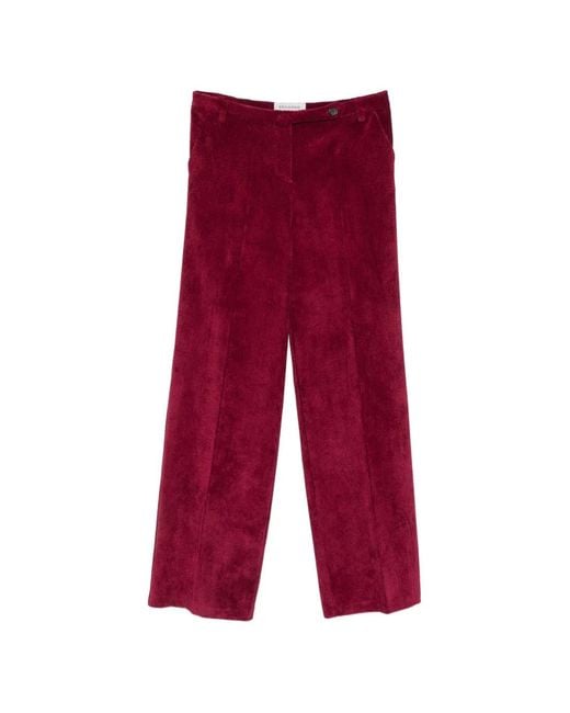 ERMANNO FIRENZE Red Corduroy-Effect Palazzo Pants