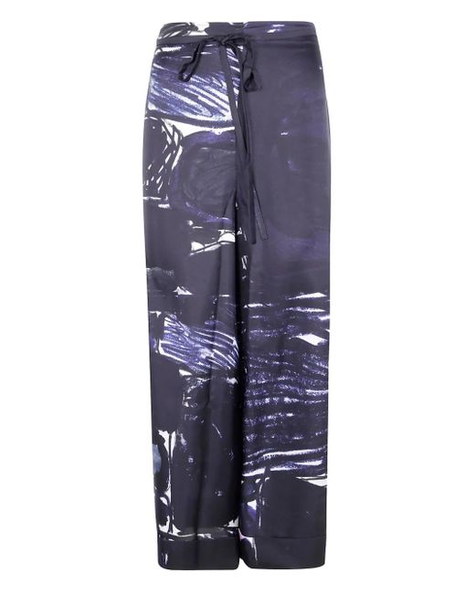 Daniela Gregis Blue Abstract-Print Drawstring Trousers