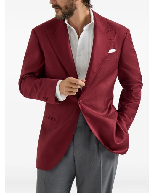 Brunello Cucinelli Red Peaked-Lapels Blazer for men