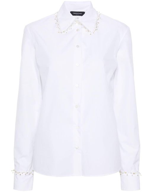 Fabiana Filippi White Beaded-trim Poplin Shirt