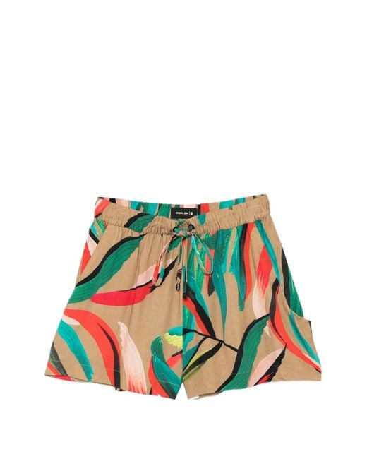 Osklen White Floral Print Drawstring Shorts