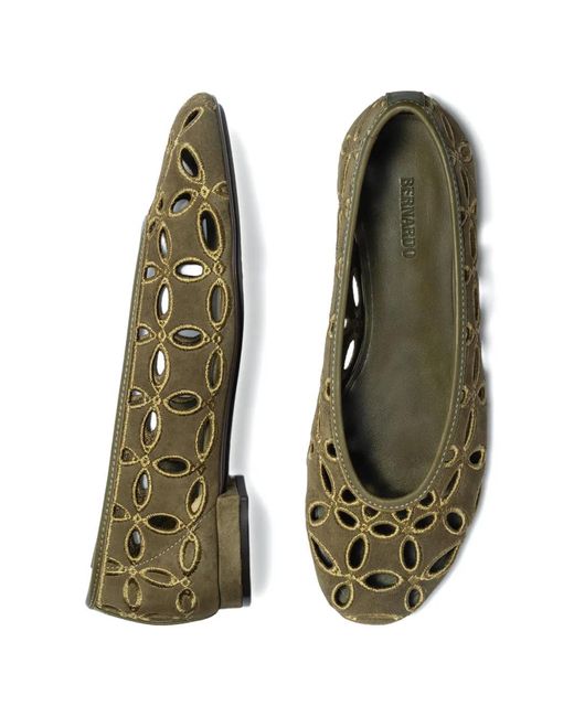 Bernardo Green Brie Cut-Out Ballet Flats