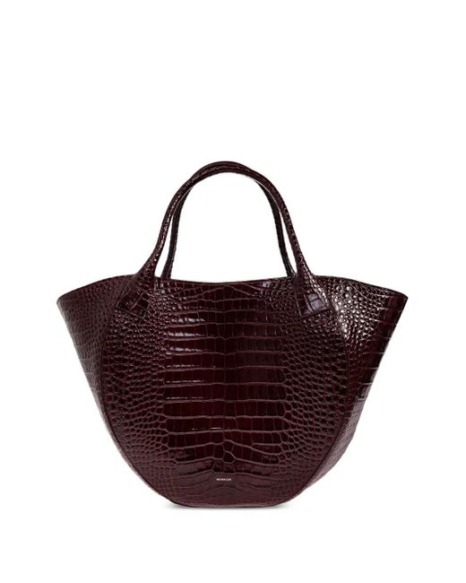 Wandler Mia Shopper Met Krokodillen-Reliëf in het Purple